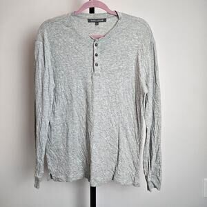 Slate and Stone Long Sleeve Henley Shirt Pima Cotton Gray Medium